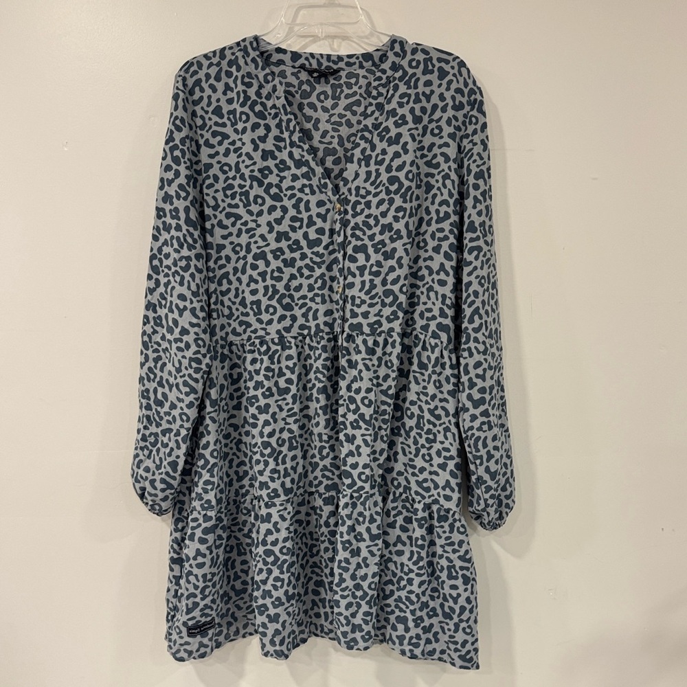 Simply Southern Blue and Gray Animal Print Dress Size XL